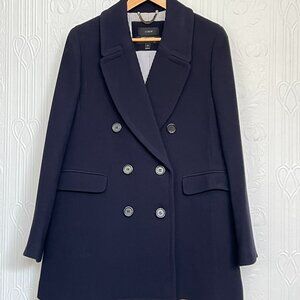 Very chic navy wool double cloth peacoat by J Crew size 12 or 10 US.